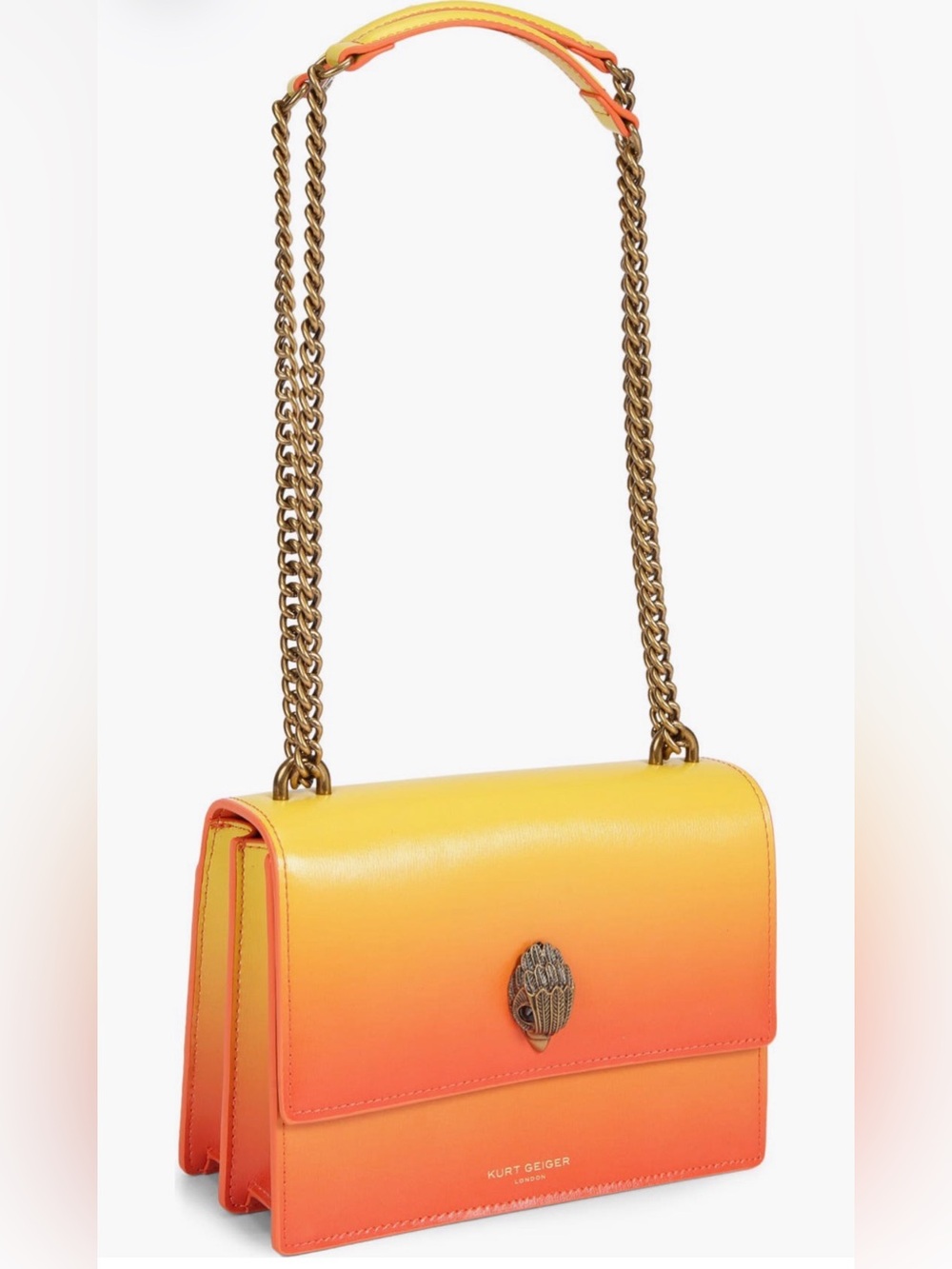 Kurt Geiger Chain Strap Crossbody in ombré Orange and Yellow